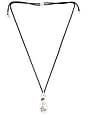 view 1 of 3 Metal Drop Cord Necklace in Black & Silver