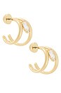 view 1 of 3 Orbit Crystal Hoop Earrings in Gold