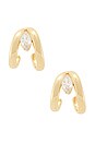 view 4 of 3 Orbit Crystal Hoop Earrings in Gold