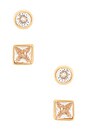view 1 of 2 Classic Pairs Crystal Stud Set in Gold
