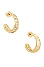 view 1 of 3 Crystal Curve Huggie Hoops in Gold