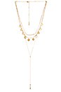 view 1 of 2 Layered Beaded Disc lariat Necklace in Gold & Opal