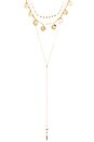 view 2 of 2 Layered Beaded Disc lariat Necklace in Gold & Opal