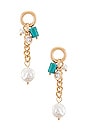 view 1 of 2 Charm Earrings in Gold & Turquoise