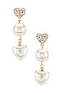 view 1 of 3 Pearl Heart Drop Earrings in Gold