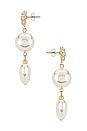 view 2 of 3 Pearl Heart Drop Earrings in Gold