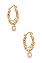 view 1 of 3 Embellished Hoop Earrings in Gold