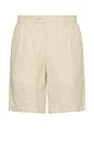 view 1 of 3 Double Pleated Short in Peyote Sand Washed Linen