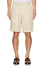 view 3 of 3 Double Pleated Short in Peyote Sand Washed Linen
