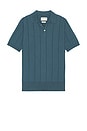 view 1 of 3 Jacobs Short Sleeve Polo in Aegean Blue Punched Stripe