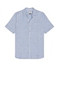 view 1 of 4 Short Sleeve Palma Linen Shirt in Blue Basketweave