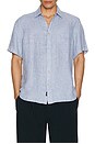view 3 of 4 Short Sleeve Palma Linen Shirt in Blue Basketweave