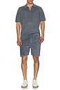 view 5 of 5 Linen Sweater Polo in Cayman Navy Feeder