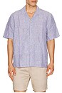 view 1 of 5 Short Sleeve Laguna Linen Camp Shirt in Cloud Waters Stripe