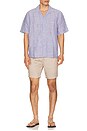 view 3 of 5 Short Sleeve Laguna Linen Camp Shirt in Cloud Waters Stripe