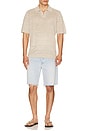 view 3 of 4 Short Sleeve Linen Sweater Polo in Tropic Sands Melange