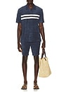 view 3 of 4 Cabana Towel Terry Surf Stripe Polo in Deep Navy
