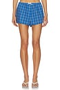 view 1 of 6 Leya Short in Flor Check Cobalt in Flor Check & Cobalt