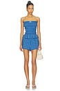 view 5 of 6 Leya Short in Flor Check Cobalt in Flor Check & Cobalt