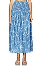 view 1 of 4 Baia Midi Skirt in Calla Mid Blue Print