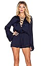 view 1 of 4 Studio Satin Romper in Plain Midnight Navy