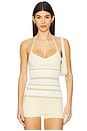 view 1 of 4 Citara Halter Top in Butter Stripe