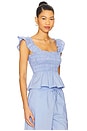 view 3 of 5 Eudora Top in Micro Gingham Soft Blue