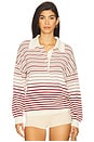 view 1 of 5 Harlow Oversized Polo in Scandi Stripe Red Cream