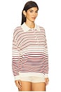 view 2 of 5 Harlow Oversized Polo in Scandi Stripe Red Cream