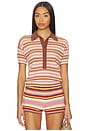 view 1 of 5 Sable Polo Shirt in Luis Stripe Dusty Mauve