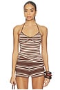 view 1 of 4 Citara Halter Top in Ombre Stripe Macro Carob