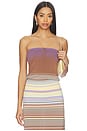 view 1 of 5 Arlette Strapless Top in Daniela Stripe Mocha Col. 26 Lilac