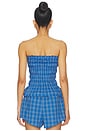 view 3 of 5 Leya Top in Flor Check - Cobalt