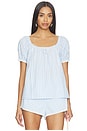 view 1 of 5 Lonny Top in Paloma Check Light Blue White