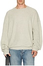 view 4 of 5 Waffle Long Sleeve Crew Neck Sweatshirt in Heather Stone