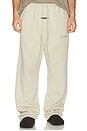 view 1 of 6 Relaxed Fleece Sweatpant With Piping in Heather Stone & Cloud White