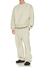 view 3 of 6 Relaxed Fleece Sweatpant With Piping in Heather Stone & Cloud White
