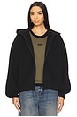 view 2 of 7 Brushed Hooded Bomber Jacket in Black