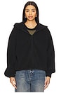 view 3 of 7 Brushed Hooded Bomber Jacket in Black
