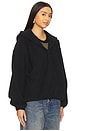 view 4 of 7 Brushed Hooded Bomber Jacket in Black