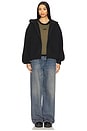 view 6 of 7 Brushed Hooded Bomber Jacket in Black