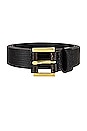 view 3 of 3 Le Square Buckle Patch Belt in Noir Lizard