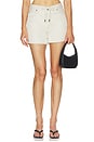 view 1 of 6 The Off Duty Drawstring Bow Long Hang Short in Natural Ecru
