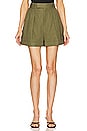 view 1 of 4 Pleated Wide Cuff Short in Military Green