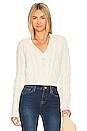 view 1 of 4 Cropped Cable V-Neck in Off White