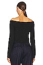 view 3 of 4 Cropped Bare Shoulder Sweater in Charcoal