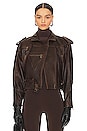 view 1 of 5 Strong Shoulder Leather Moto Jacket in Chestnut