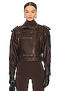 view 2 of 5 Strong Shoulder Leather Moto Jacket in Chestnut