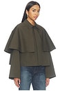 view 4 of 5 The Paddock Cape Jacket in Military Green