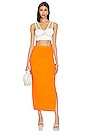 view 5 of 5 Mixed Rib Cutout Skirt in Bright Tangerine